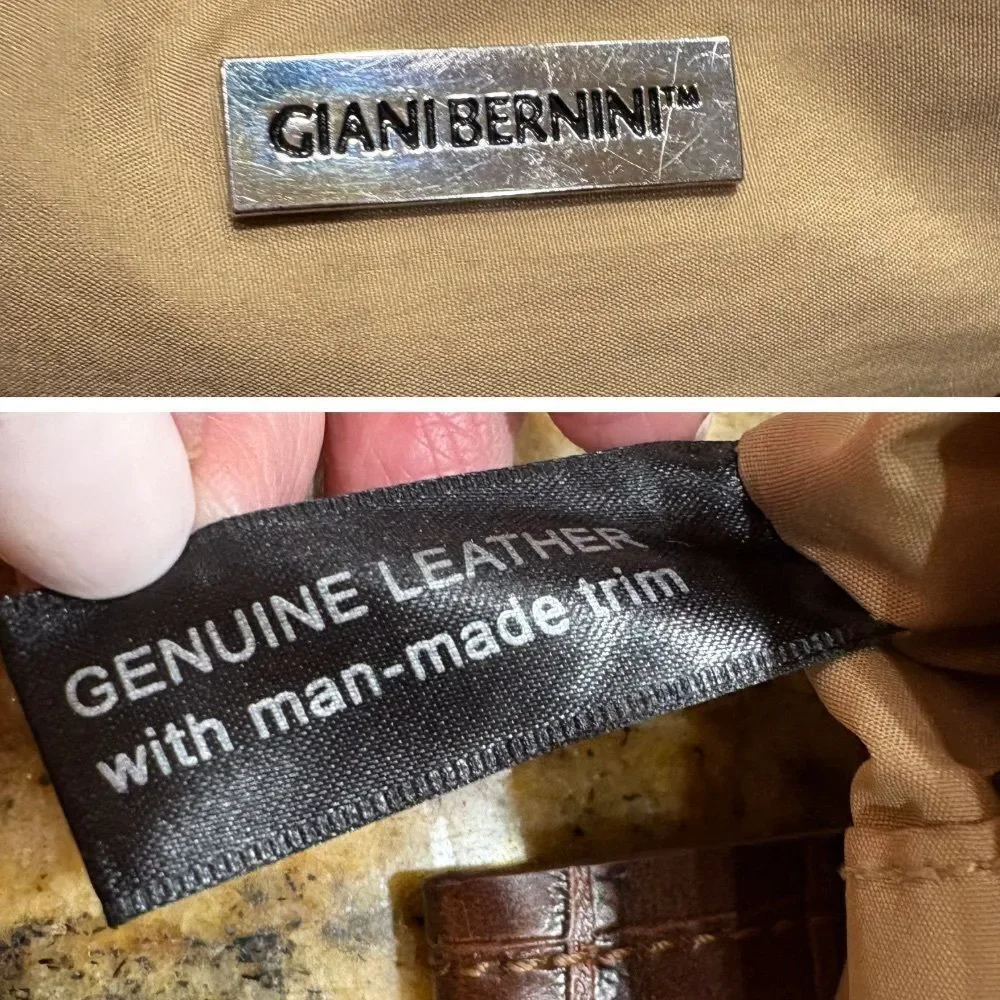 GIANI BERNINI - Florentine Glazed Leather Crossbody/Croco Faux Leather Trim EUC - Picture 6 of 16
